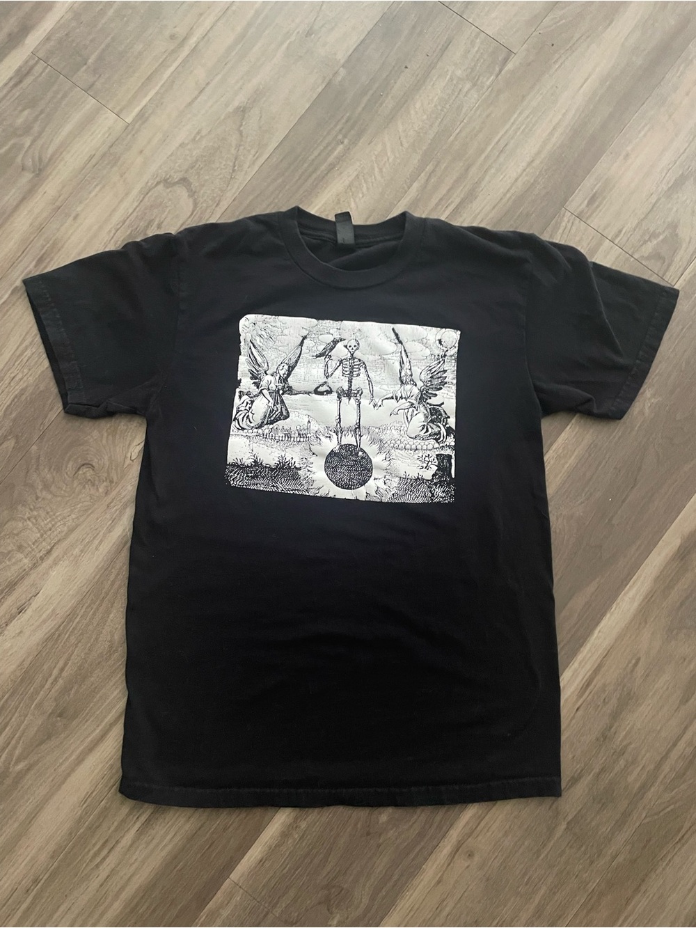 Black Graphic Skeleton Print Men's T‑Shirt
